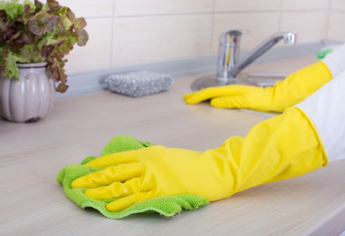 Waste handling and disposal materials used during a professional cleaning job