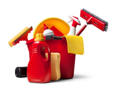 Carpet cleaner working carefully with hoses and tools